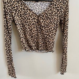 long sleeve cheetah print top